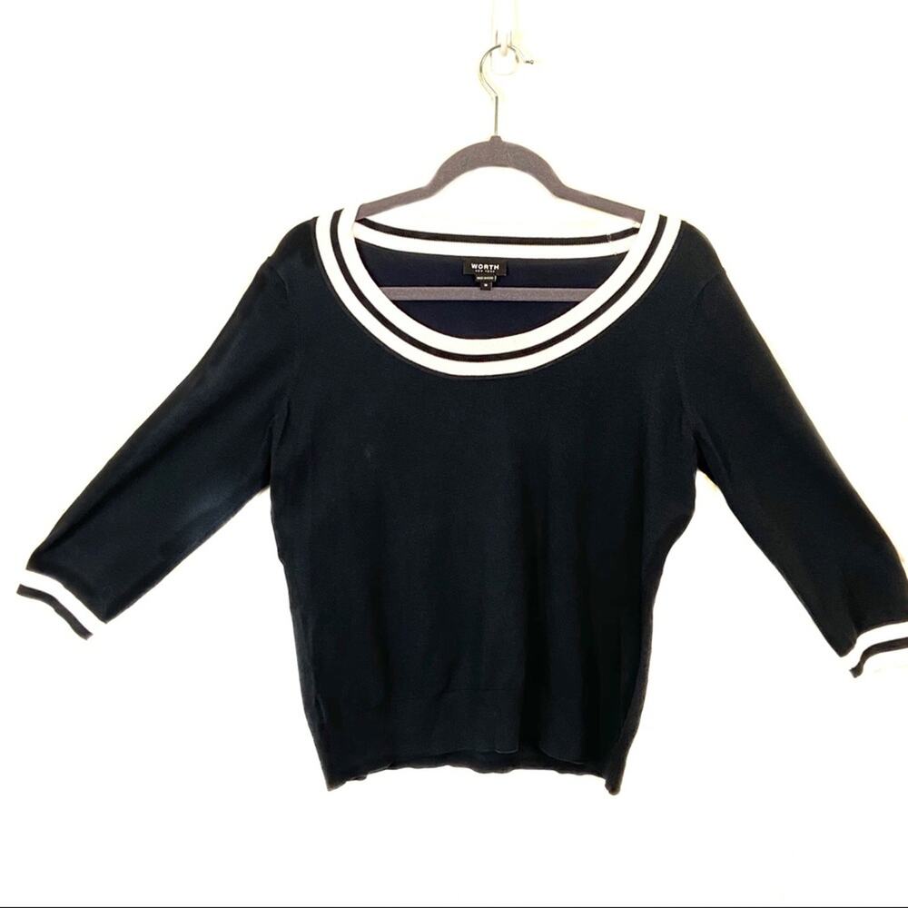 Worth Sweater Ballet Neck New York Cotton Blend Classic Sweater Girl Retro sz M